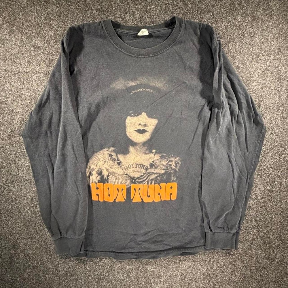 Vintage 1983 Hot Tuna Tour Black Graphic Long Sleeve T Shirt Small Band Tee